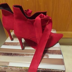 Red (Faux?) Leather Booties